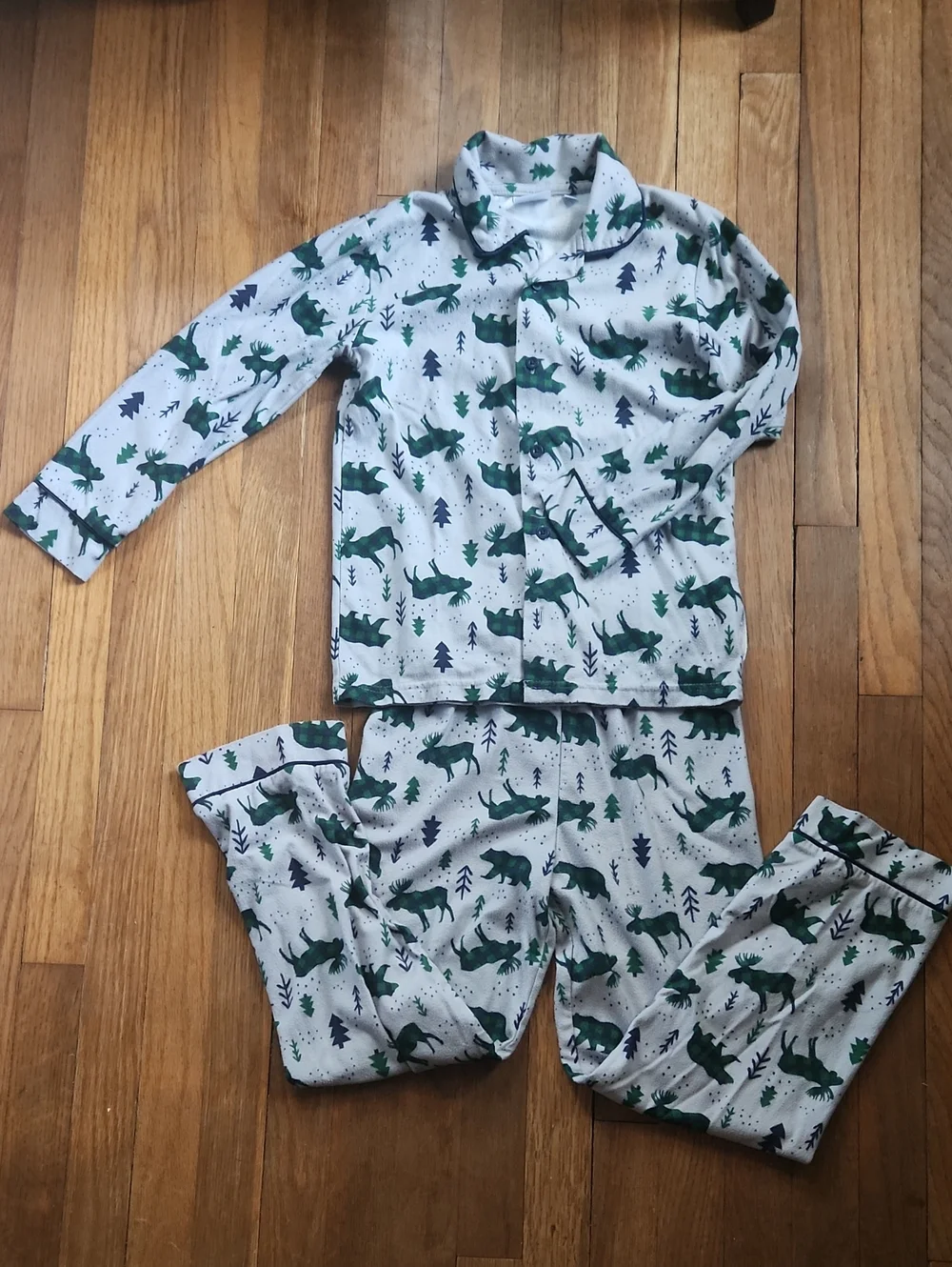 Green Forest Animal Kids Pajama Set - With Matching Robe